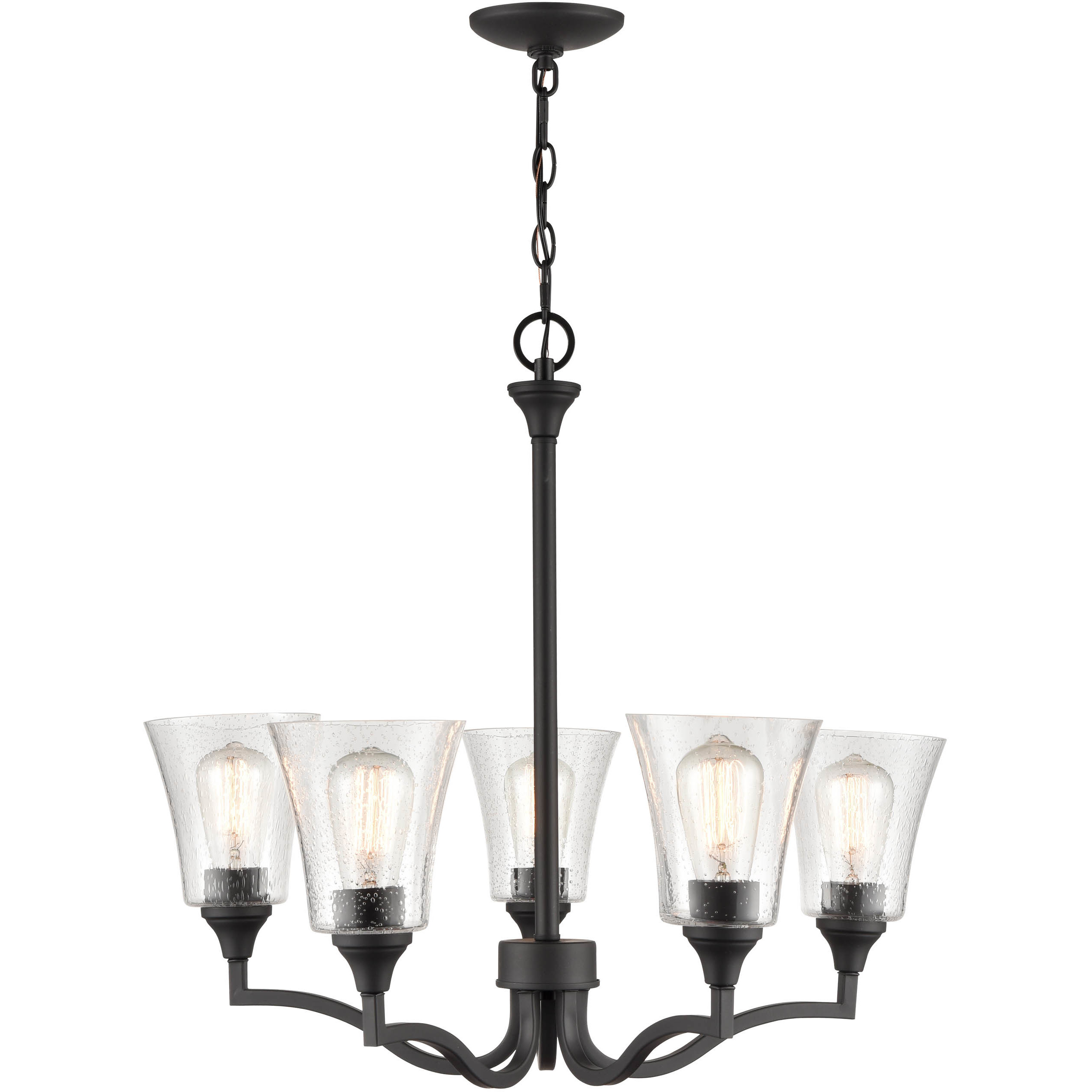 Caily 5 Light 26 inch Matte Black Chandelier Ceiling Light